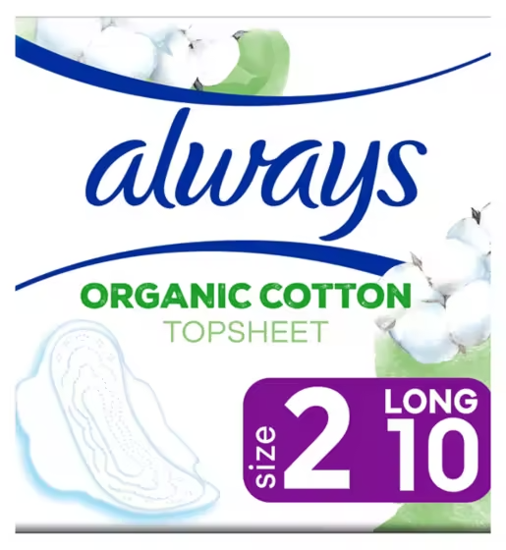Picture of Always Organic Cotton Protection Ultra Long Size  2 Sanitary Towels Wings 10 Pads